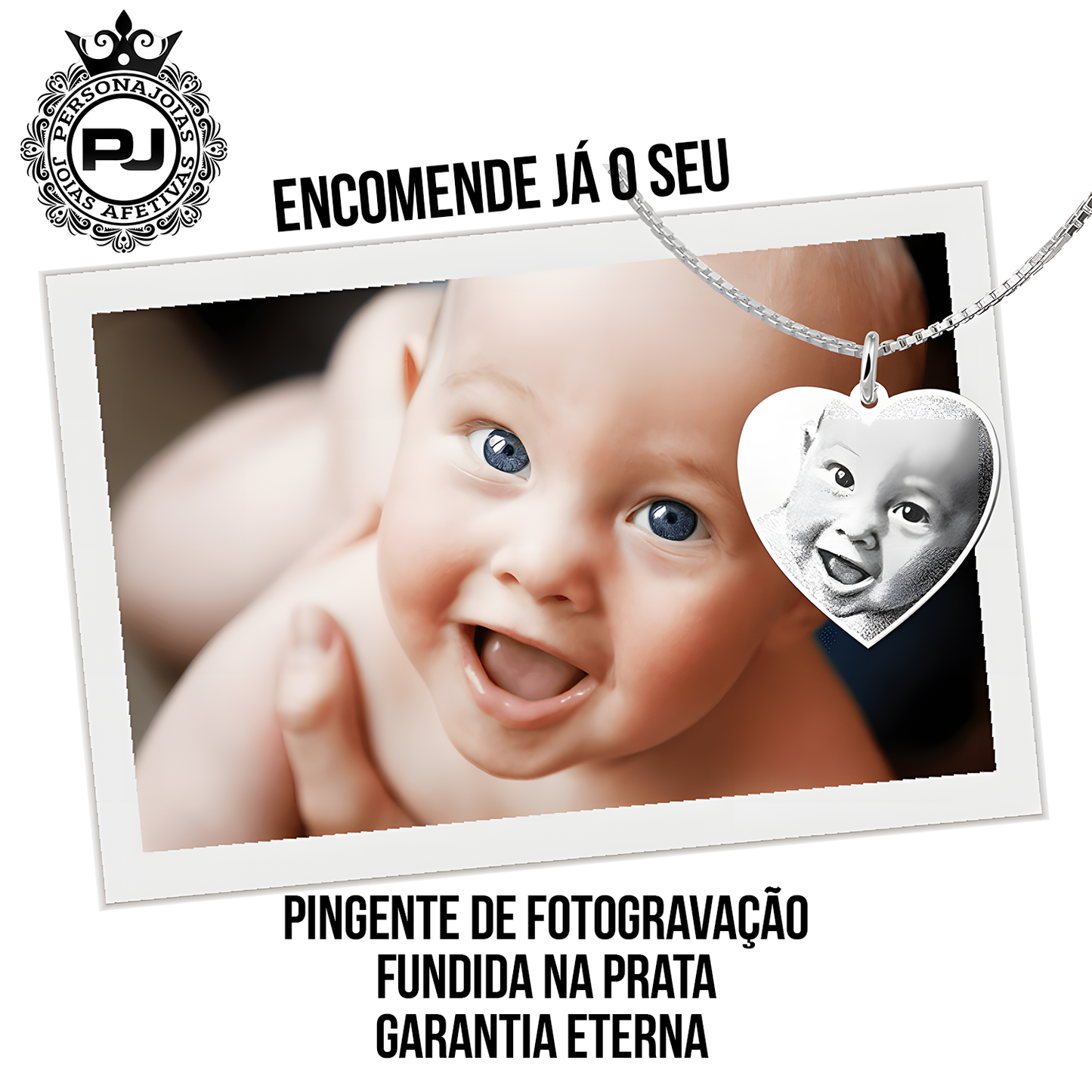 Pingente feminino Veneziana com foto em relevo.