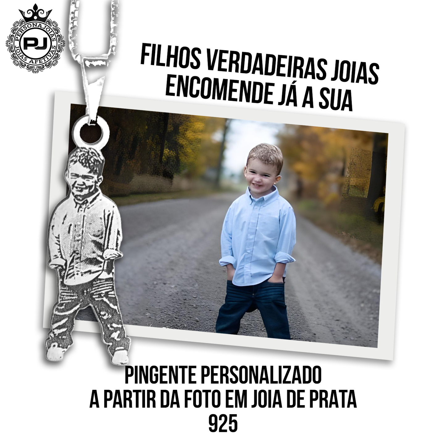 Corrente Feminino Veneziana + Pingente personalizado de 1 filho. em prata 925