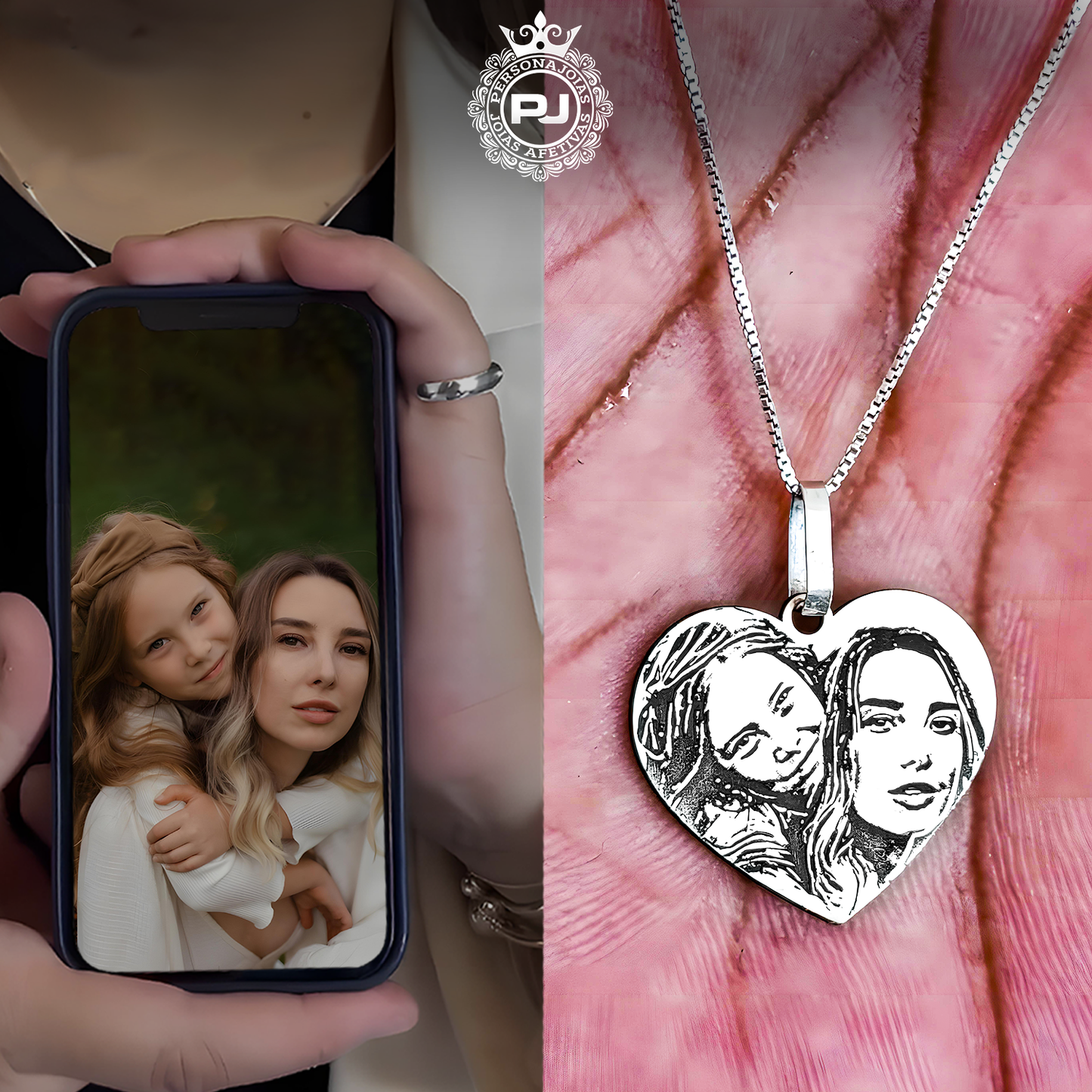 Pingente MÃE coração com corrente veneziana