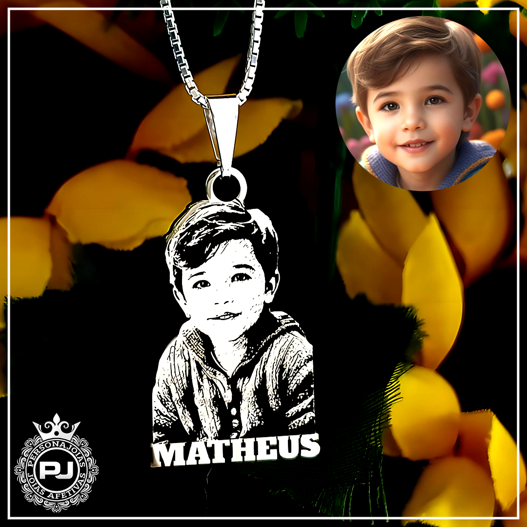 Pingente personalizado de foto gravação em vetor com nome